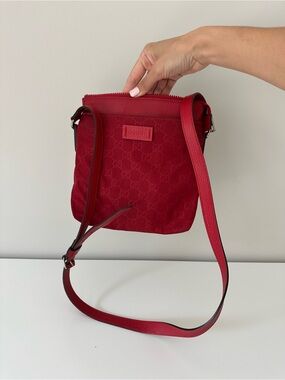 Gucci Red Monogram Small Crossbody Bag